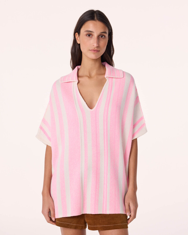 Kujten Poncho Busara Poncho Cachemire Rayé 2 Fils