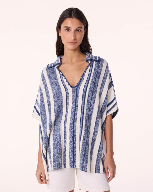 Kujten Poncho Busara Poncho Cachemire Rayé 2 Fils