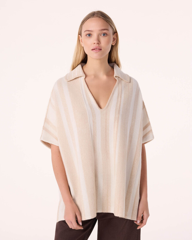 Kujten Poncho Busara Poncho Cachemire Rayé 2 Fils
