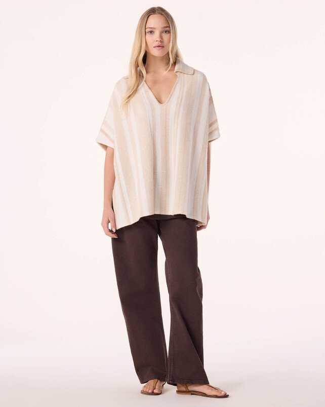 kujten Poncho busara Poncho Cachemire Rayé 2 fils