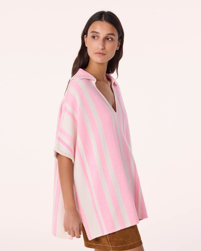 kujten Poncho busara Poncho Cachemire Rayé 2 fils