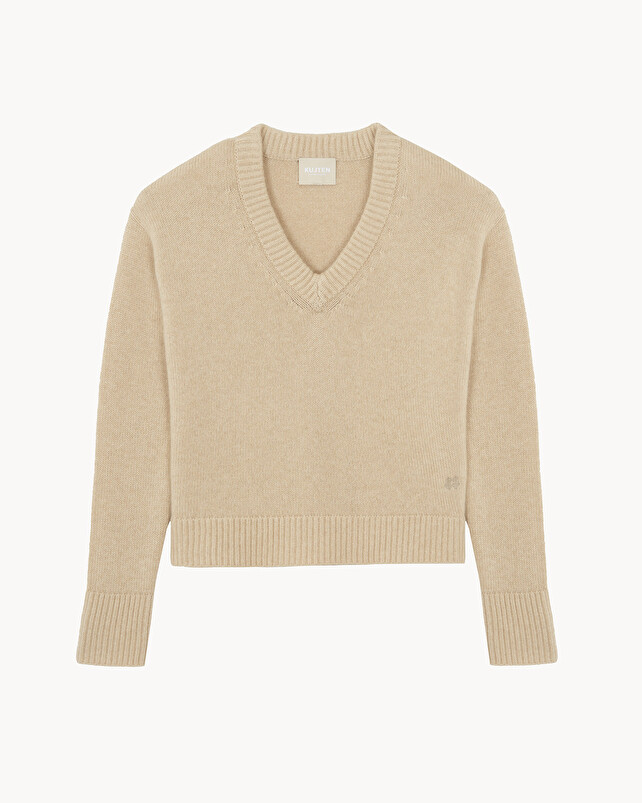 kujten Pull lila Pull Cachemire Femme Col V 8 fils