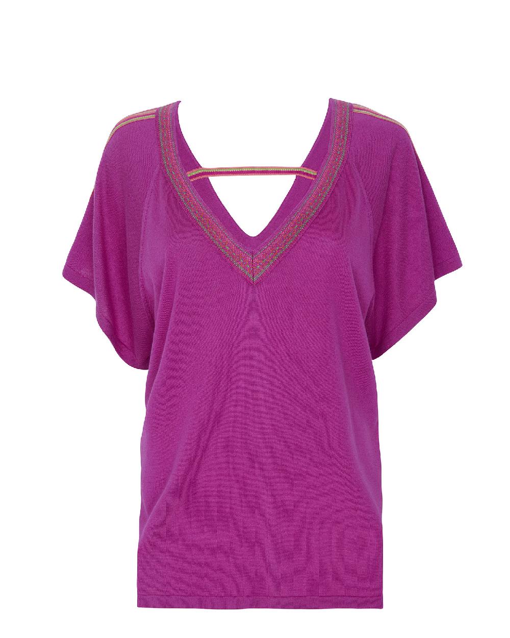 Kujten Top Laya Top Col V Oversize Soie-cachemire