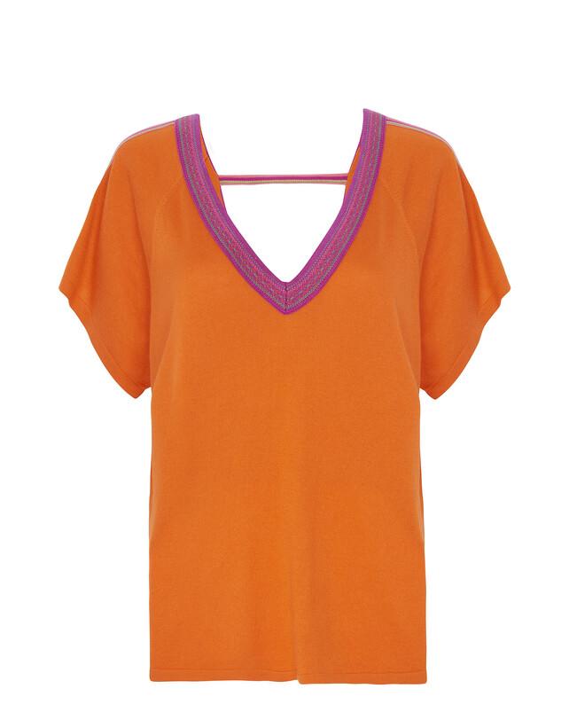 kujten Top laya Top col v oversize soie-cachemire