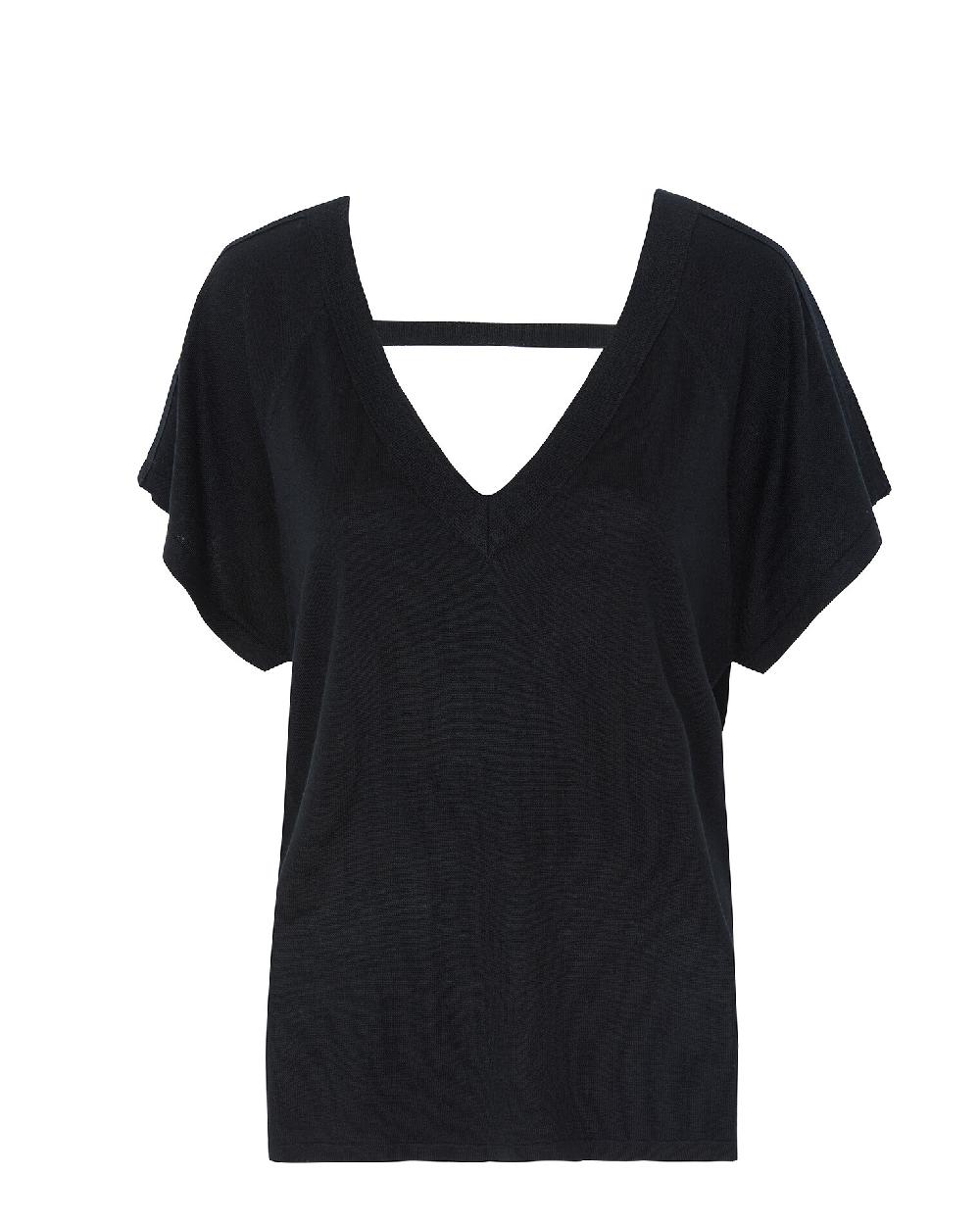 Kujten Top Laya Top Col V Oversize Soie-cachemire