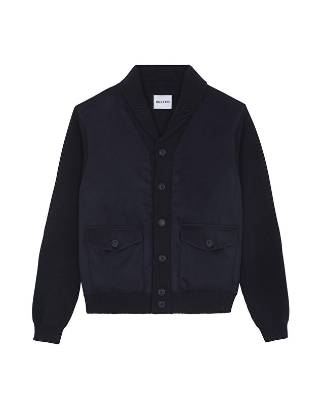 kujten Veste gary Veste Col Châle Cachemire Tissé