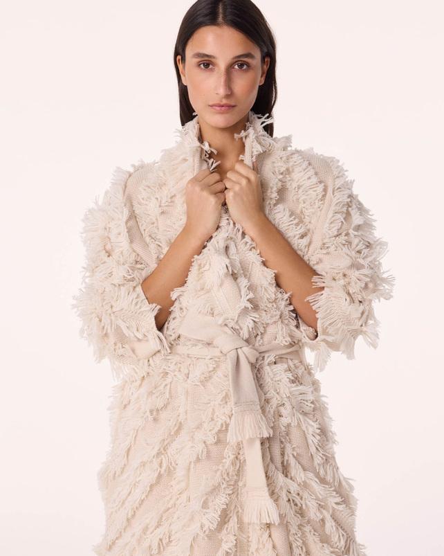kujten Veste mika fringes Veste Cachemire Broderie