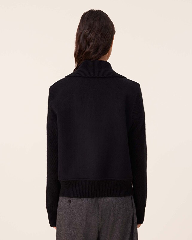 Kujten Manteau Marina Blouson Cachemire Tissé Manches Mailles