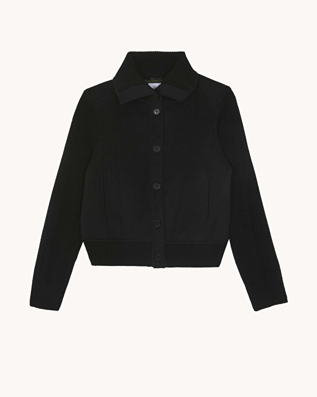 Kujten Manteau Marina Blouson Cachemire Tissé Manches Mailles