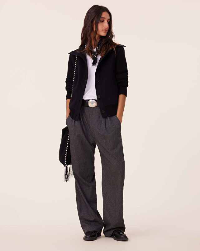 kujten Manteau marina Blouson Cachemire Tissé Manches Mailles