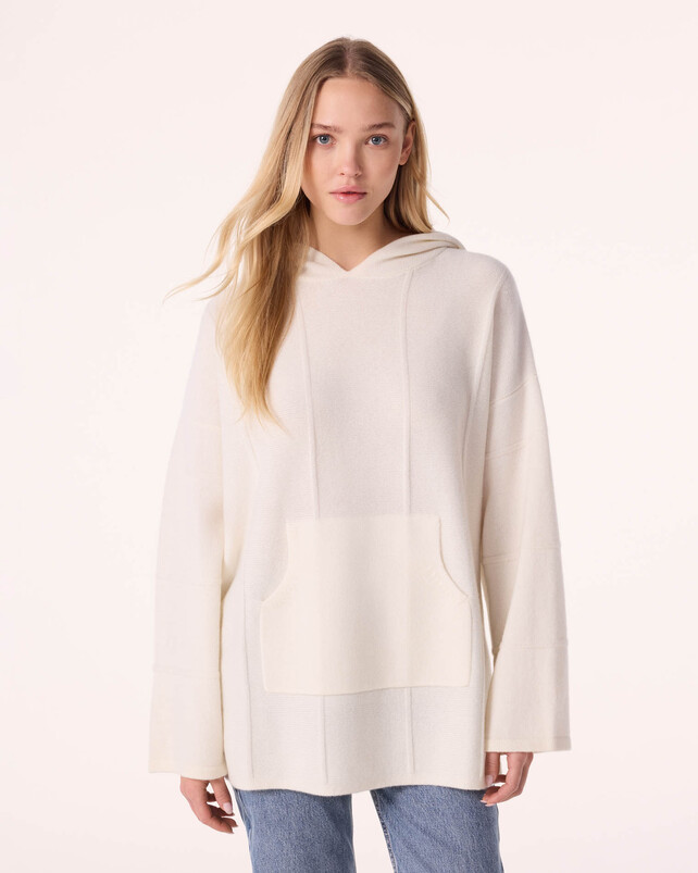 Kujten Poncho Baja Poncho Cachemire Oversize à Capuche 4 Fils