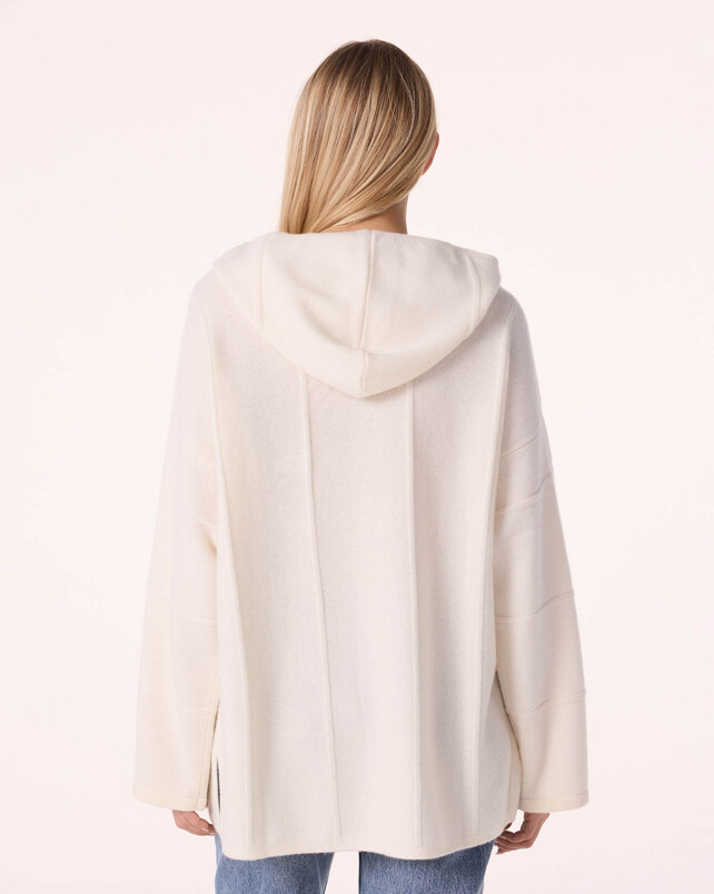 Kujten Poncho Baja Poncho Cachemire Oversize à Capuche 4 Fils