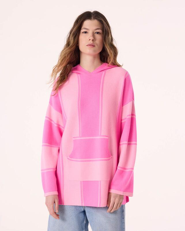 Kujten Poncho Baja Poncho Cachemire Oversize à Capuche 4 Fils