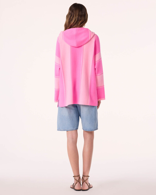 Kujten Poncho Baja Poncho Cachemire Oversize à Capuche 4 Fils