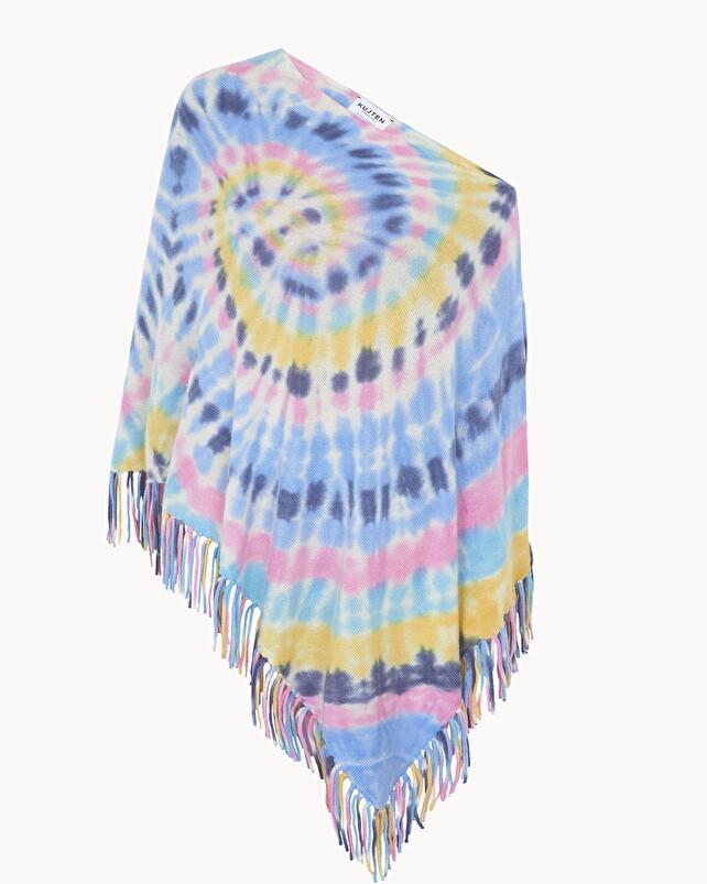 kujten Poncho fanfan sunny Poncho à franges en cachemire tie & dye 2 fils