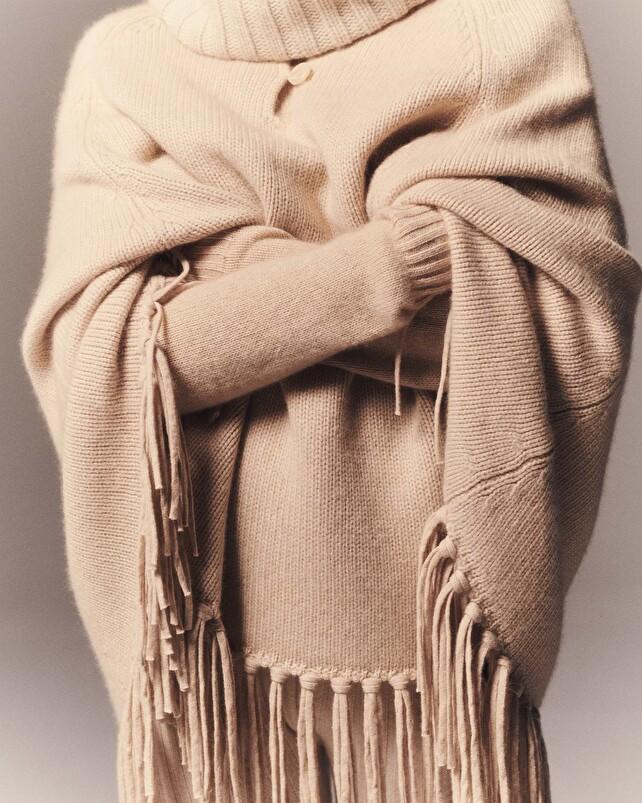 Kujten Poncho Lacy Poncho À Franges Cachemire 10 Fils