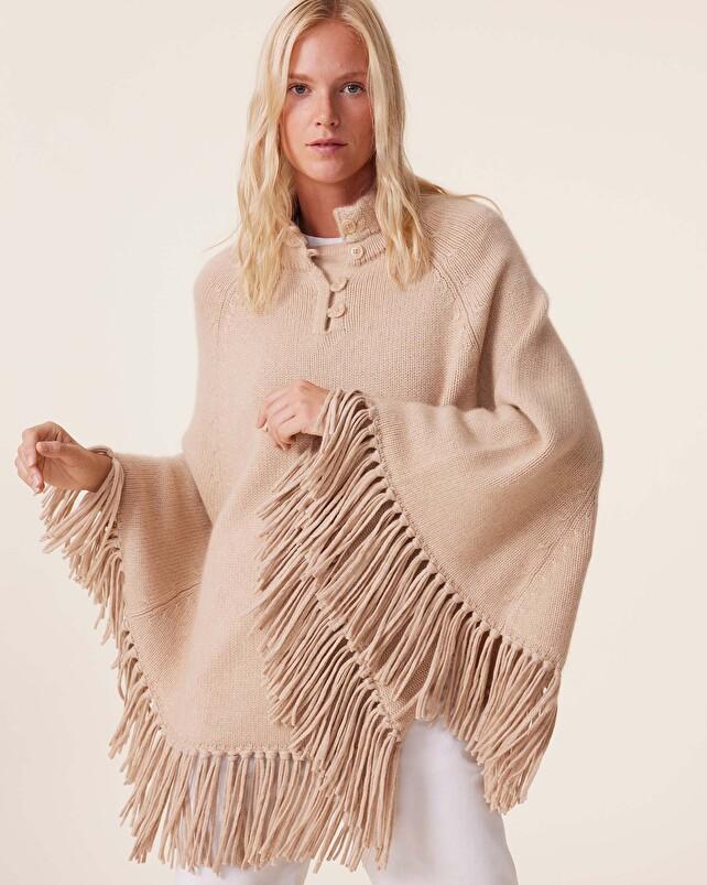 Kujten Poncho Lacy Poncho À Franges Cachemire 10 Fils