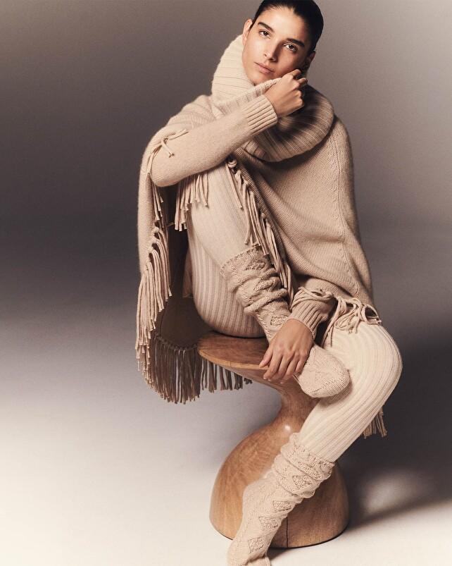 kujten Poncho lacy Poncho À Franges Cachemire 10 fils