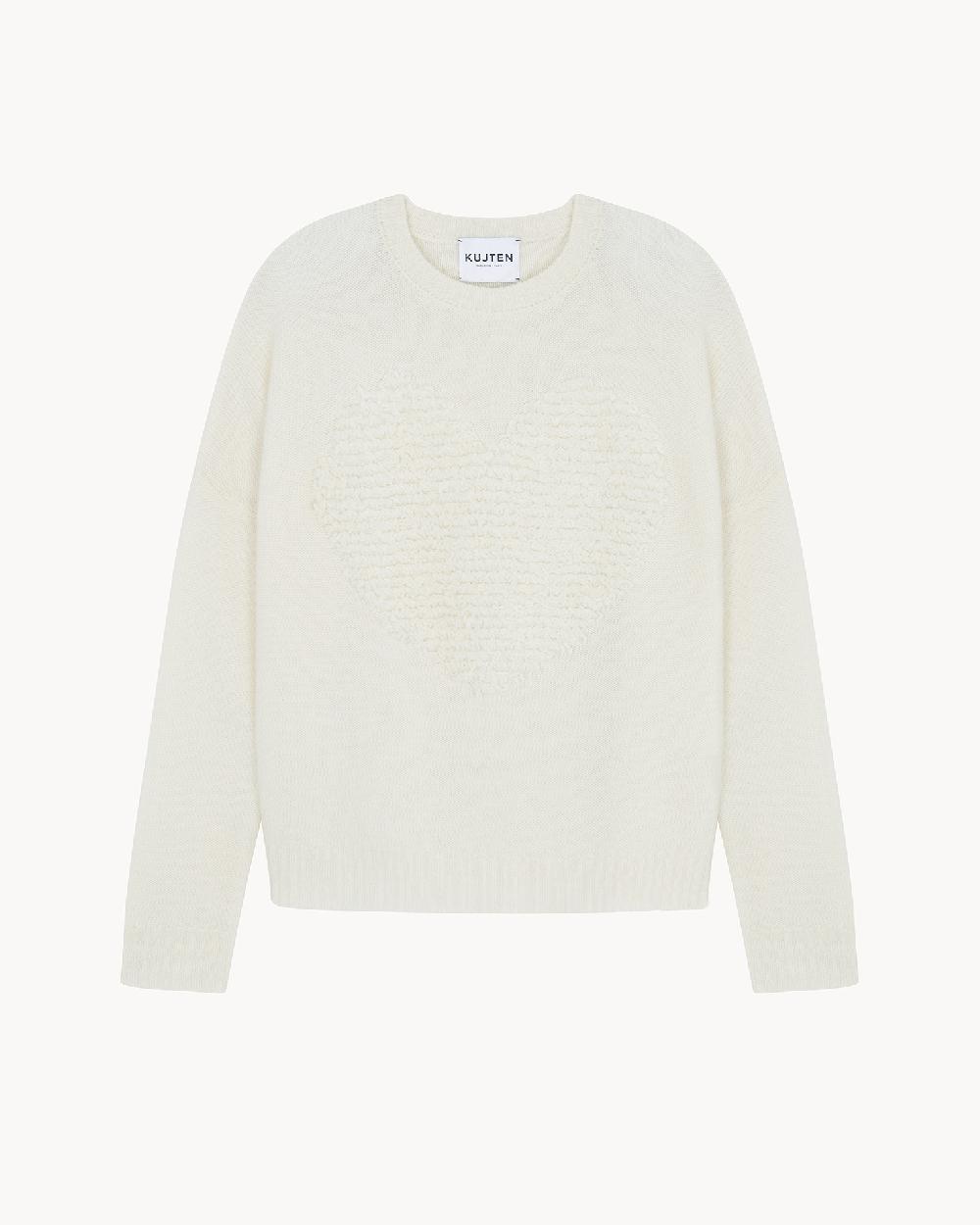 Kujten Pull Amelie Amour Pull Cœur Cachemire Col Rond 2 Fils