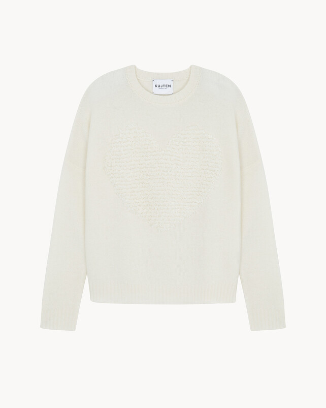 kujten Pull amelie amour Pull Cœur Cachemire Col Rond 2 fils