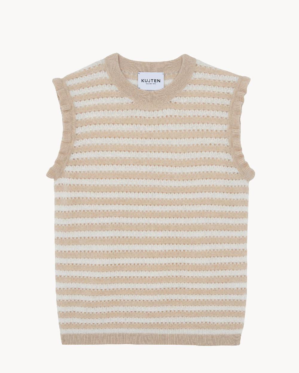 Kujten Pull Bao Pull Cachemire Sans Manches Col Rond 4 Fils