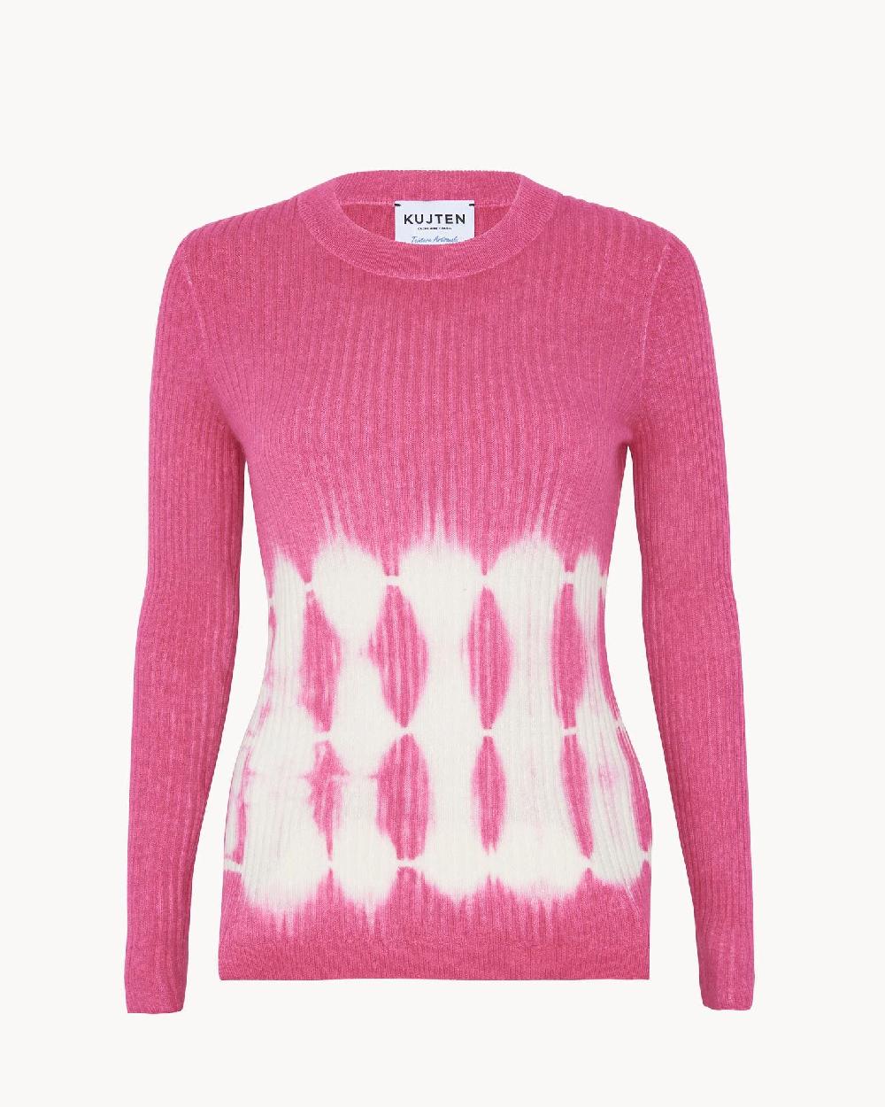 Kujten Pull Bibi Dye Pull Col Rond Cachemire Côtelé 2 Fils