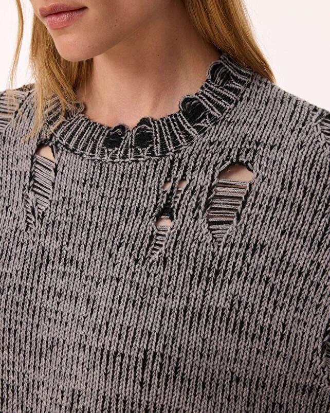 Kujten Pull Broken Pull Cachemire Femme Col Rond 6 Fils