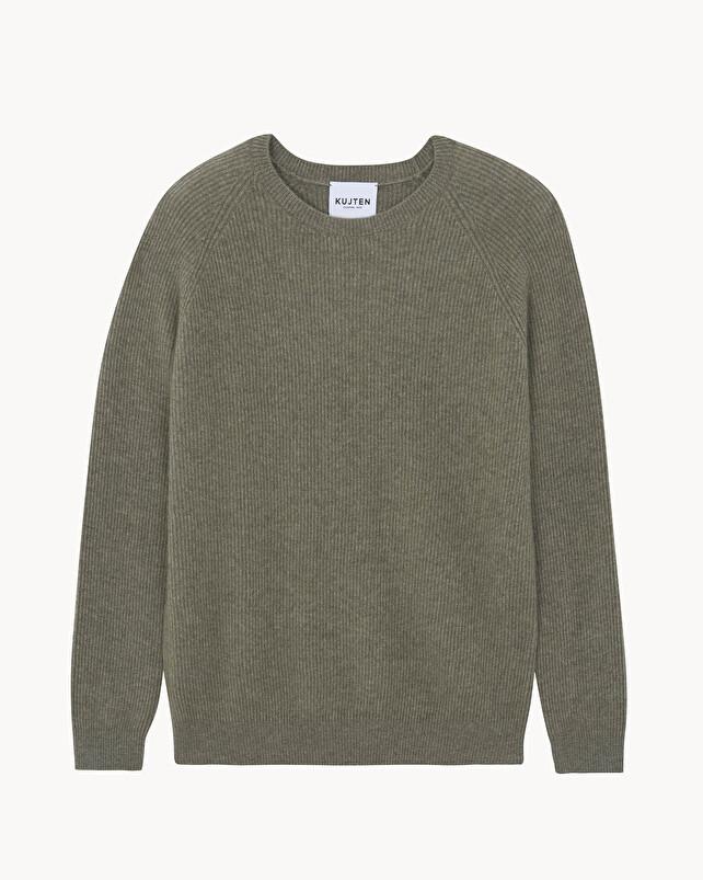 kujten Pull doron Pull Col Rond Cachemire Côtes Anglaises 2 fils