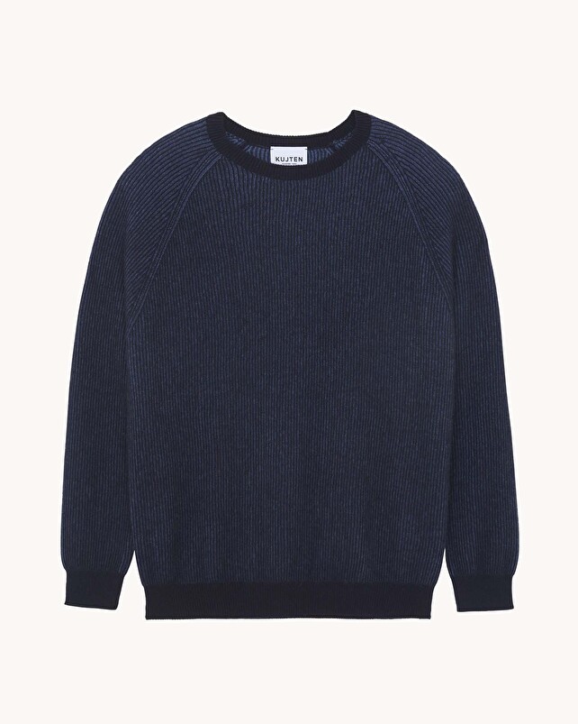 kujten Pull doron Pull Col Rond Cachemire Côtes Anglaises 2 fils