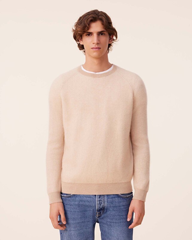 Kujten Pull Doron Pull Col Rond Cachemire Côtes Anglaises 2 Fils