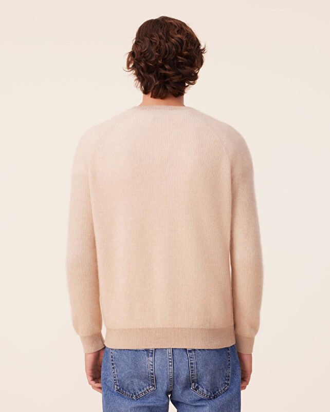 Kujten Pull Doron Pull Col Rond Cachemire Côtes Anglaises 2 Fils