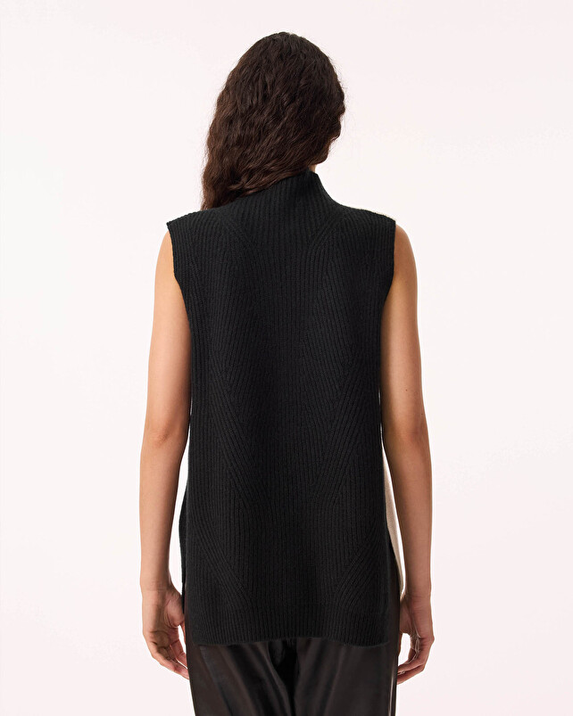 Kujten Pull Erika Stripe Pull Cachemire Femme Col Montant 4 Fils