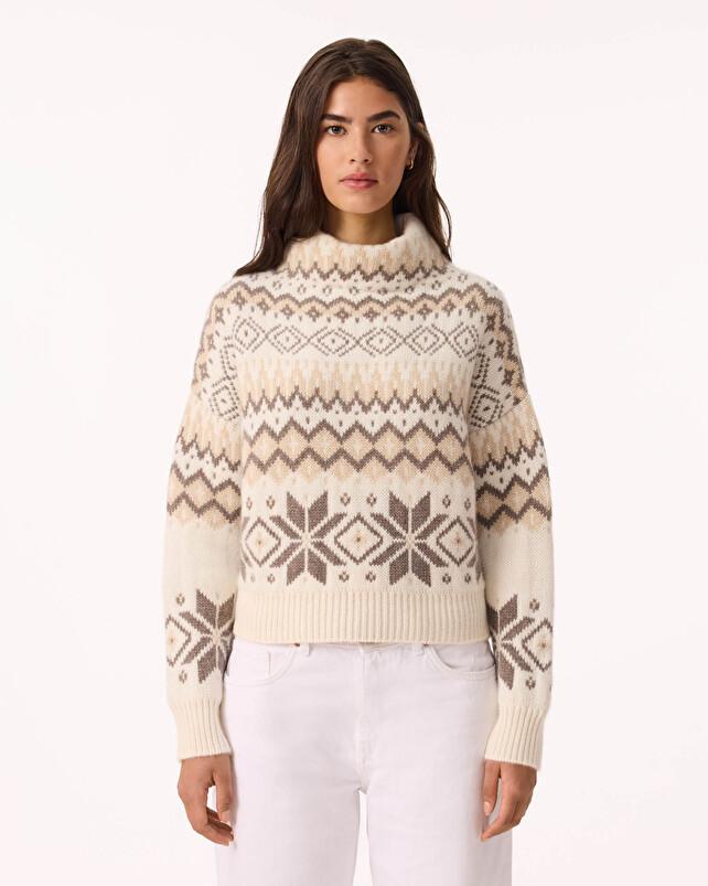 Kujten Pull Heol Pull Cachemire Femme Col Montant 6 Fils