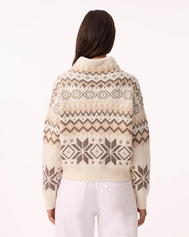 Kujten Pull Heol Pull Cachemire Femme Col Montant 6 Fils