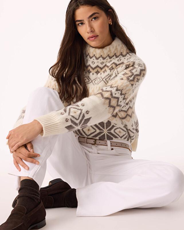 kujten Pull heol Pull Cachemire Femme Col Montant 6 fils