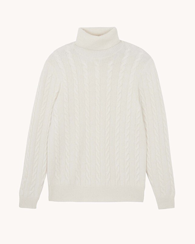 Kujten Pull Lino Pull Col Roulé Cachemire Torsadé 8 Fils