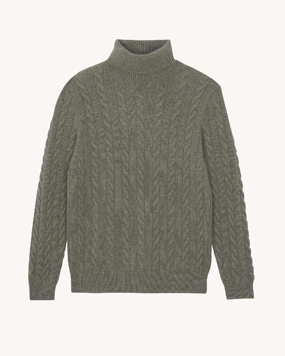 Kujten Pull Lino Pull Col Roulé Cachemire Torsadé 8 Fils