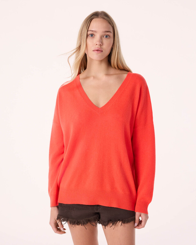 Kujten Pull Lolita Pull Cachemire Femme Col V Boyfriend 2 Fils