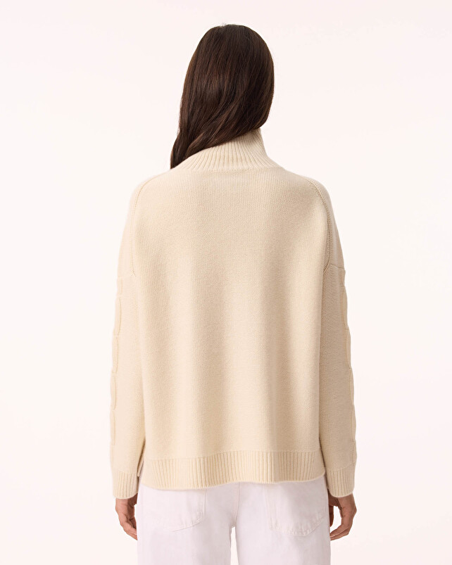 Kujten Pull Louane Pull Cachemire Femme Col Cheminée 4 Fils