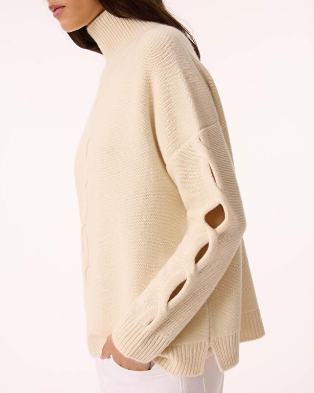 Kujten Pull Louane Pull Cachemire Femme Col Cheminée 4 Fils