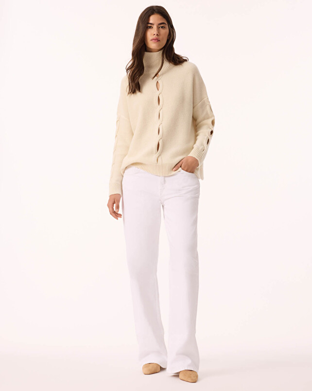 kujten Pull louane Pull Cachemire Femme Col Cheminée 4 fils