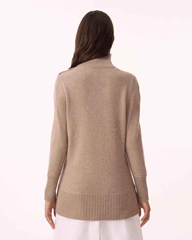 Kujten Pull Margot Uni Pull Cachemire Col Cheminée 4 Fils