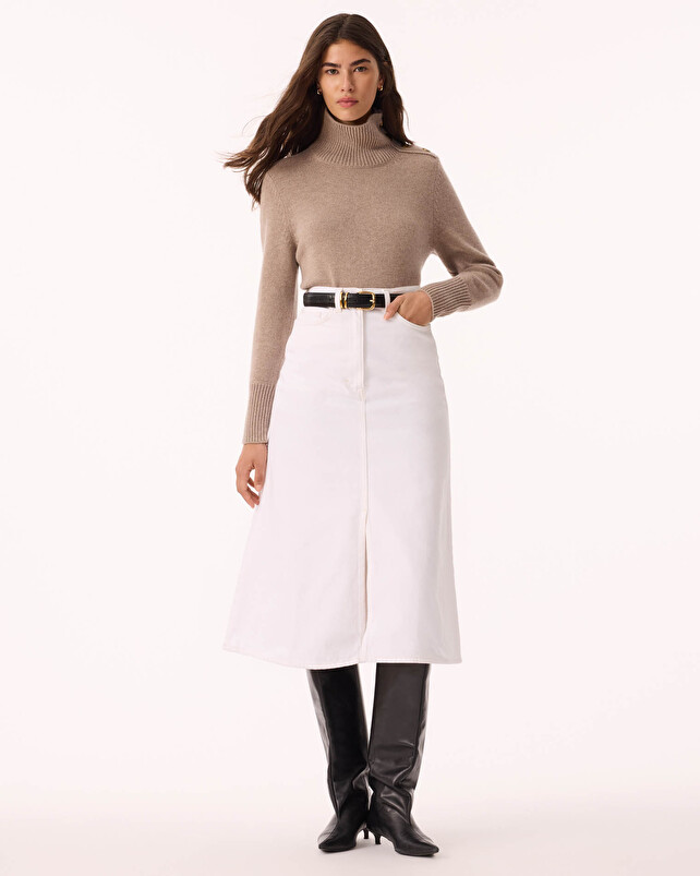 kujten Pull margot uni Pull Cachemire Col Cheminée 4 fils