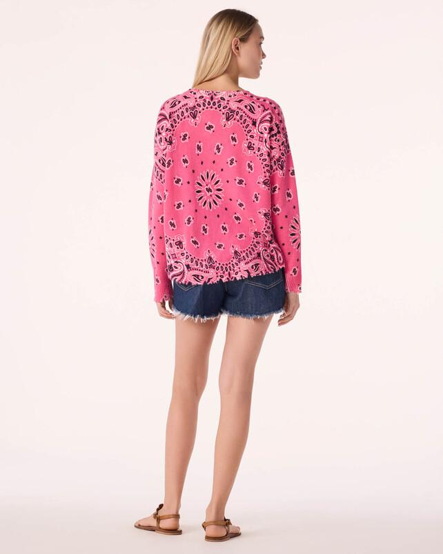 Kujten Pull Mela Bandana Bico Pull Cachemire Col Rond Imprimé 2 Fils