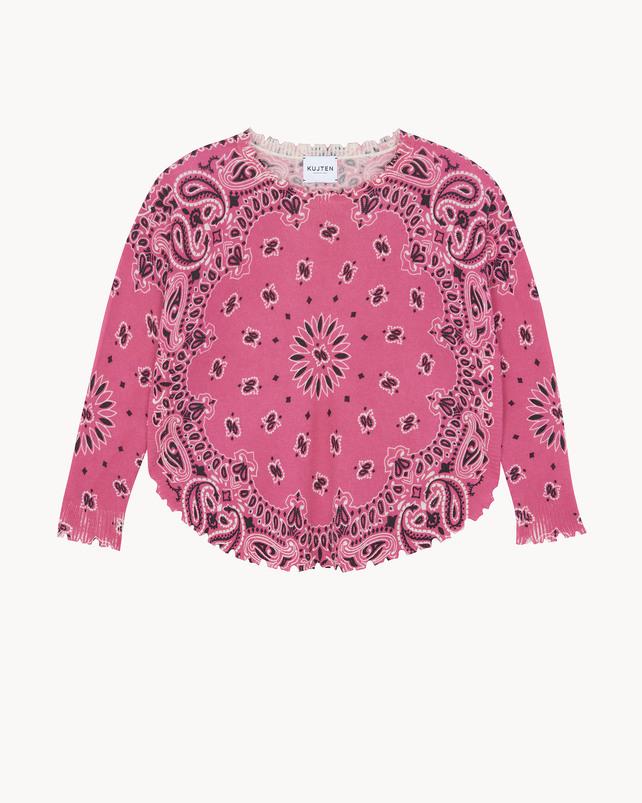 Kujten Pull Mela Bandana Bico Pull Cachemire Col Rond Imprimé 2 Fils