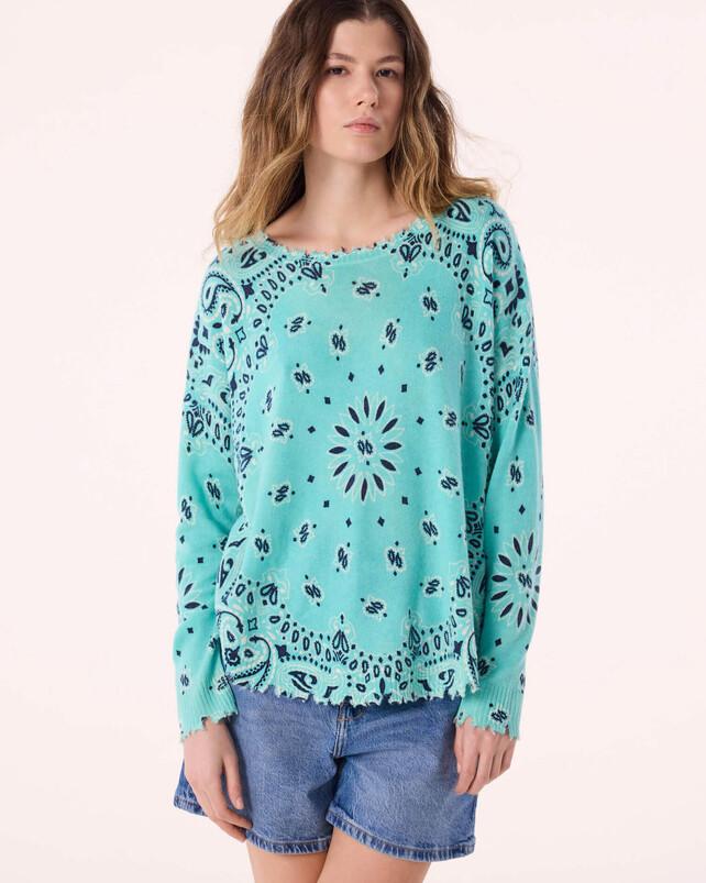 kujten Pull mela bandana bico Pull Cachemire Col Rond Imprimé 2 fils