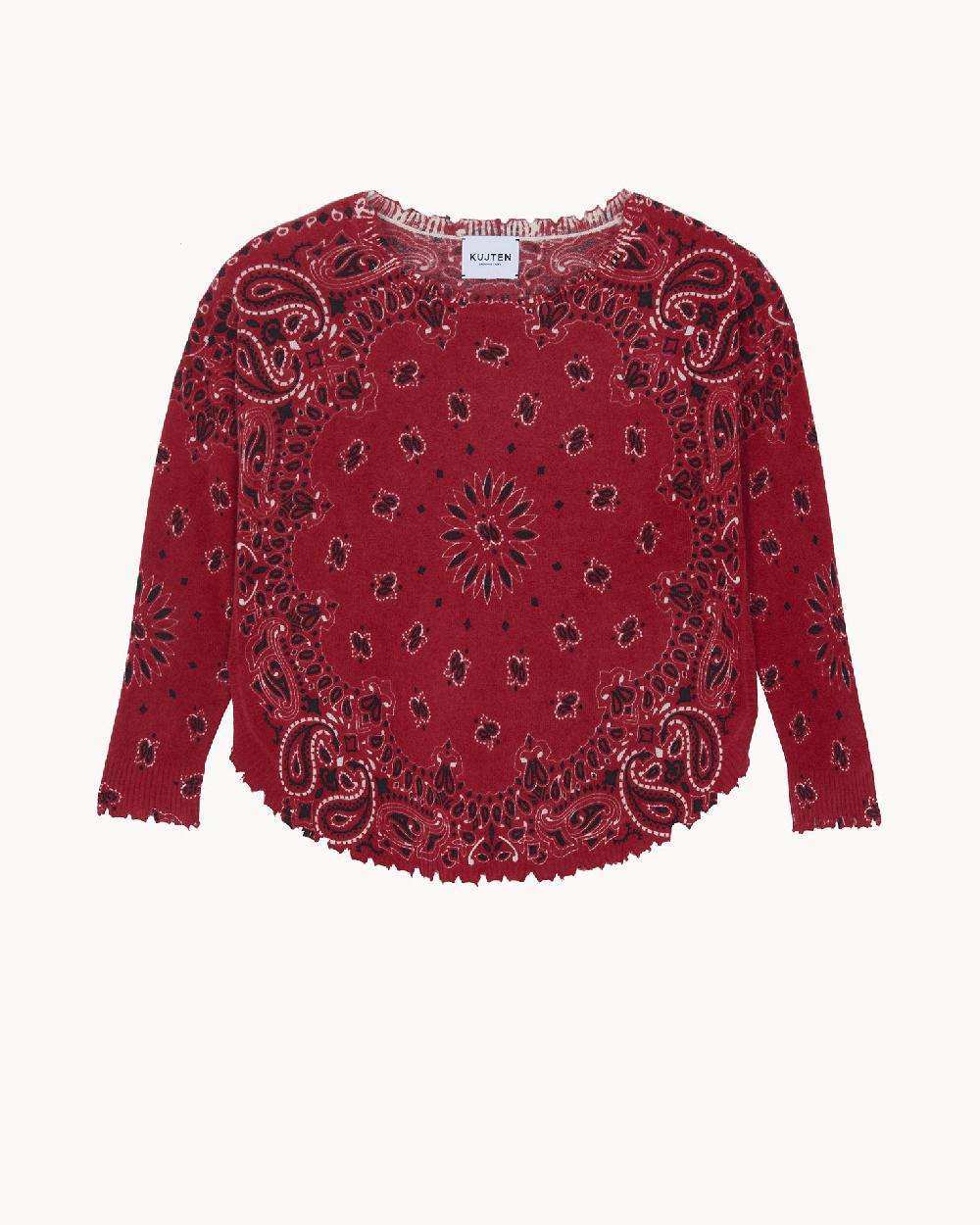 Kujten Pull Mela Bandana Bico Pull Cachemire Col Rond Imprimé 2 Fils