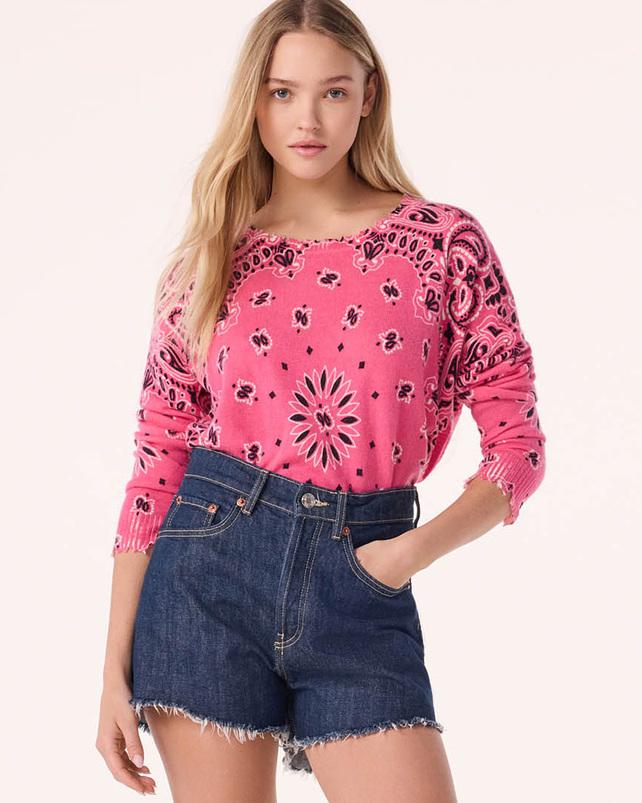 kujten Pull mela bandana bico Pull Cachemire Col Rond Imprimé 2 fils kujten Pull mela bandana bico Pull Cachemire Col Rond Imprimé 2 fils