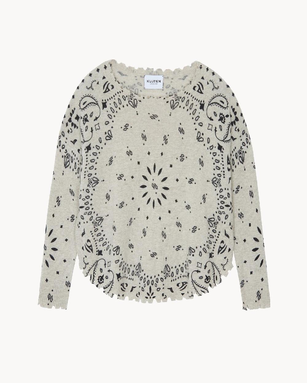 Kujten Pull Mela Bandana Pull Cachemire Col Rond Liquette 2 Fils