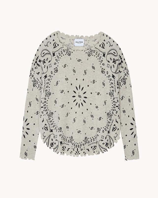 kujten Pull mela bandana Pull Cachemire Col Rond Liquette 2 fils